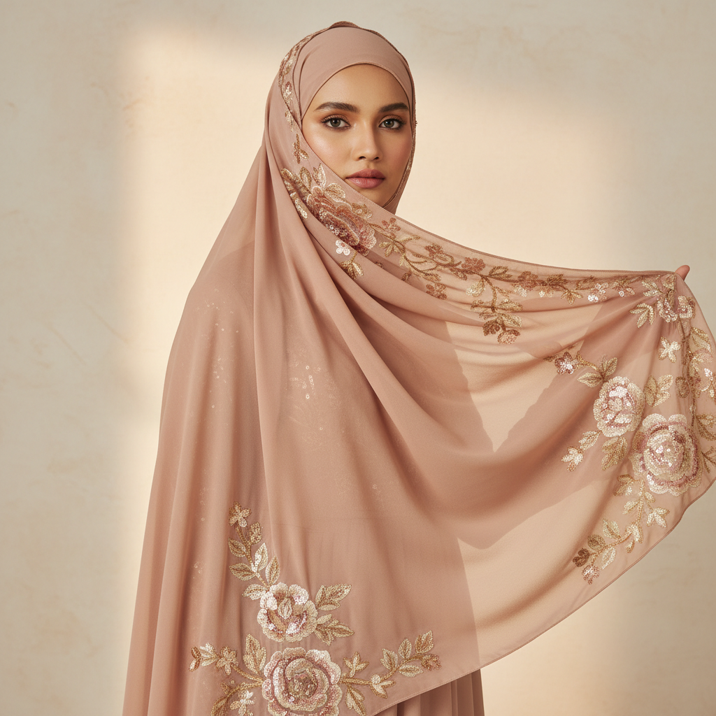 Embroidered Chiffon Hijab