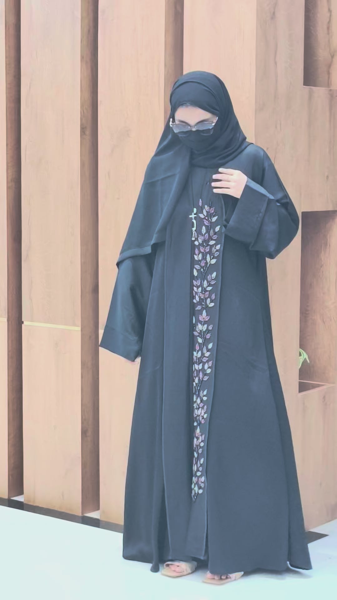 One Side Lapel Stone Work Abaya