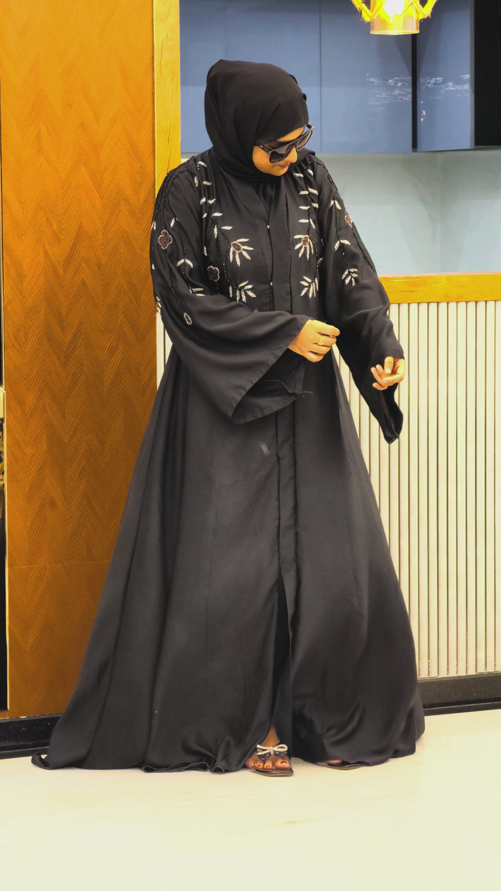 Designer Stone Work Abaya