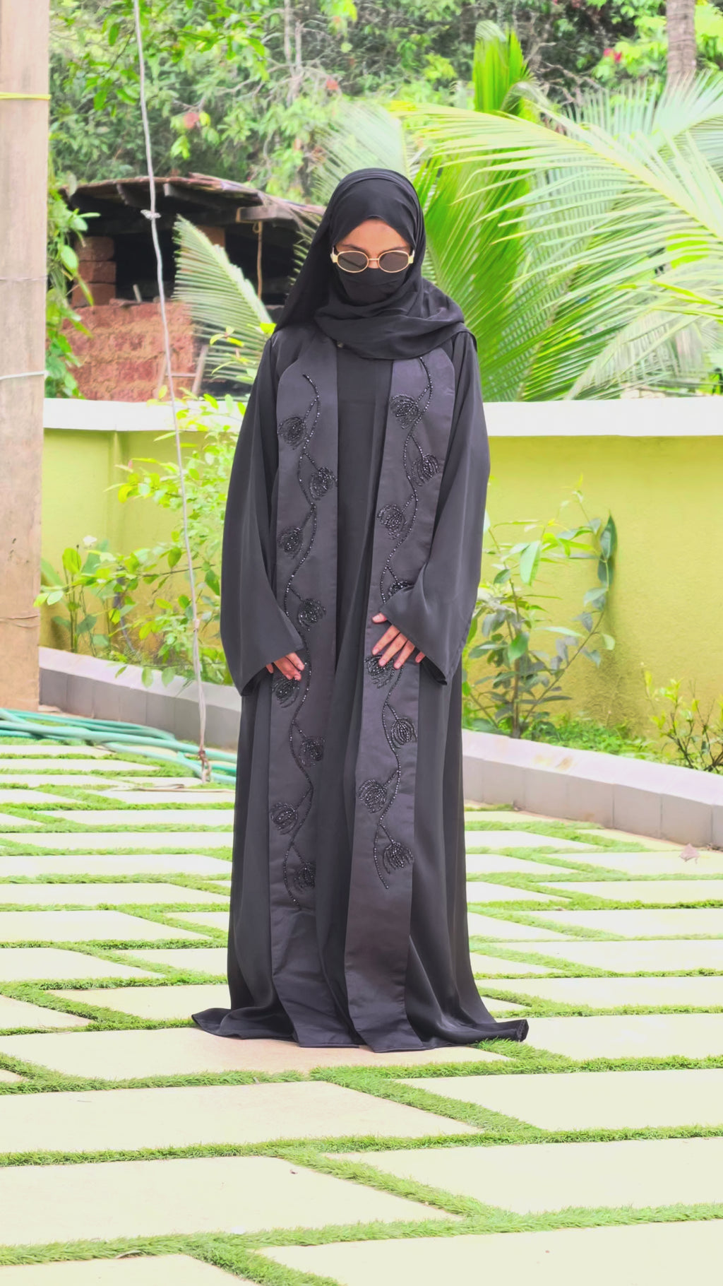 Shawl Collar Stone Work Premium Abaya