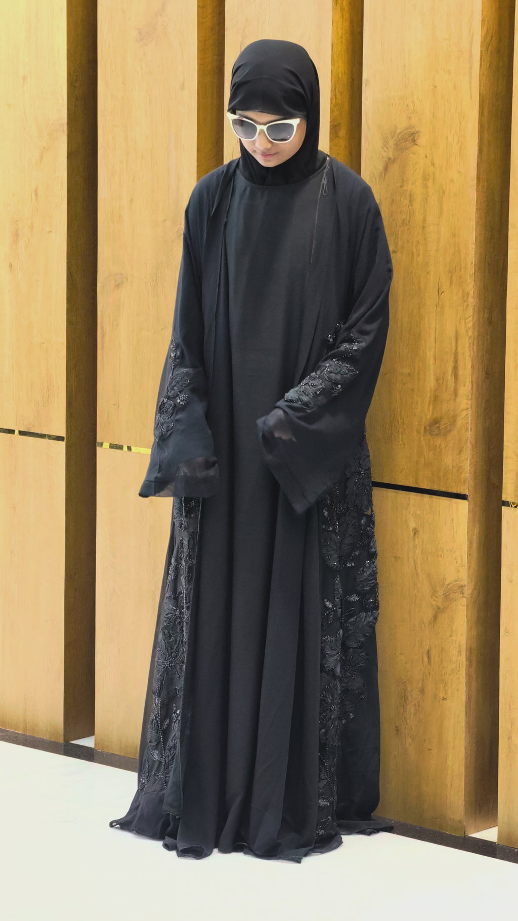 Bridal Floral Embroidery Work Abaya