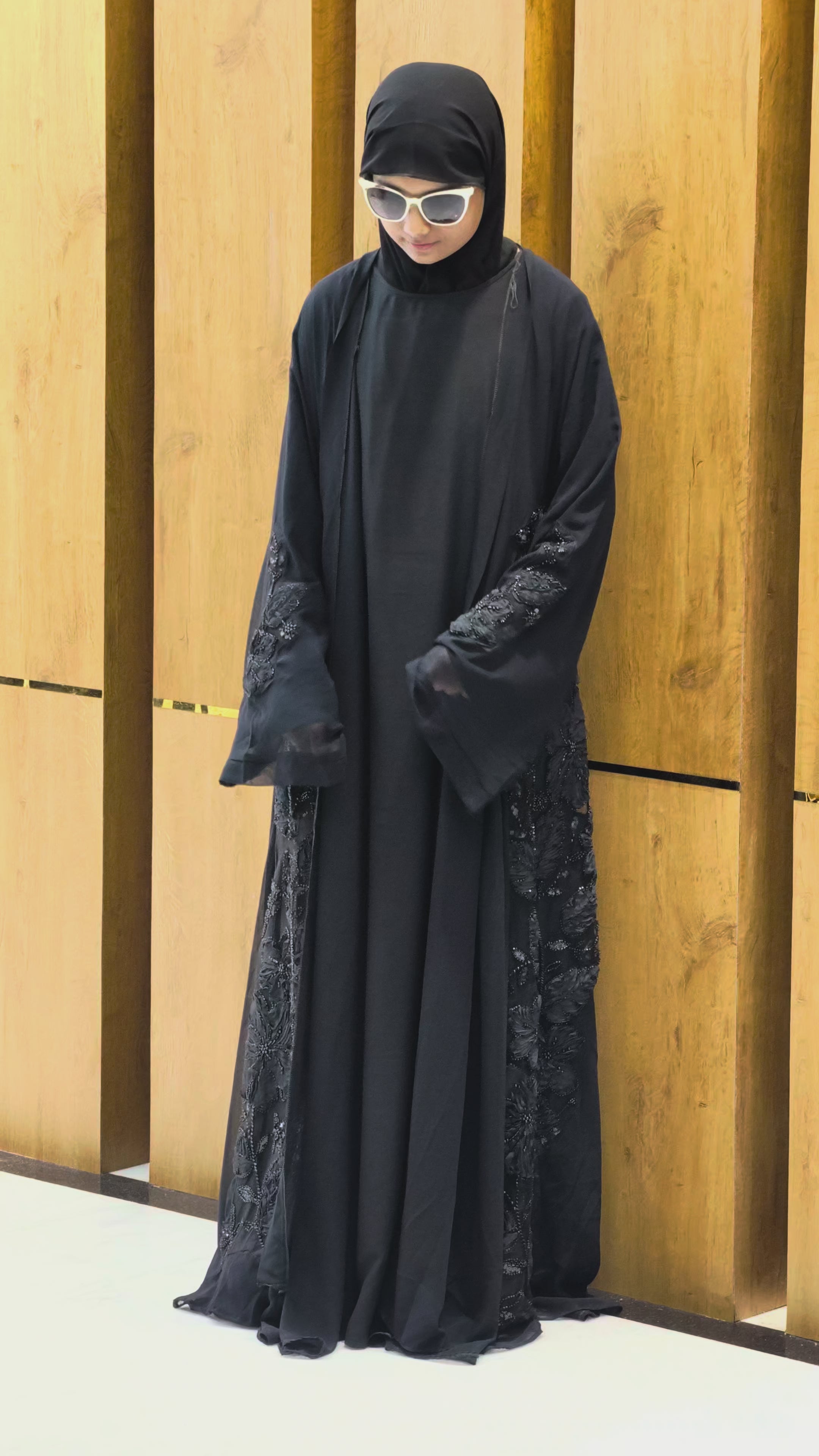 Bridal Floral Embroidery Work Abaya