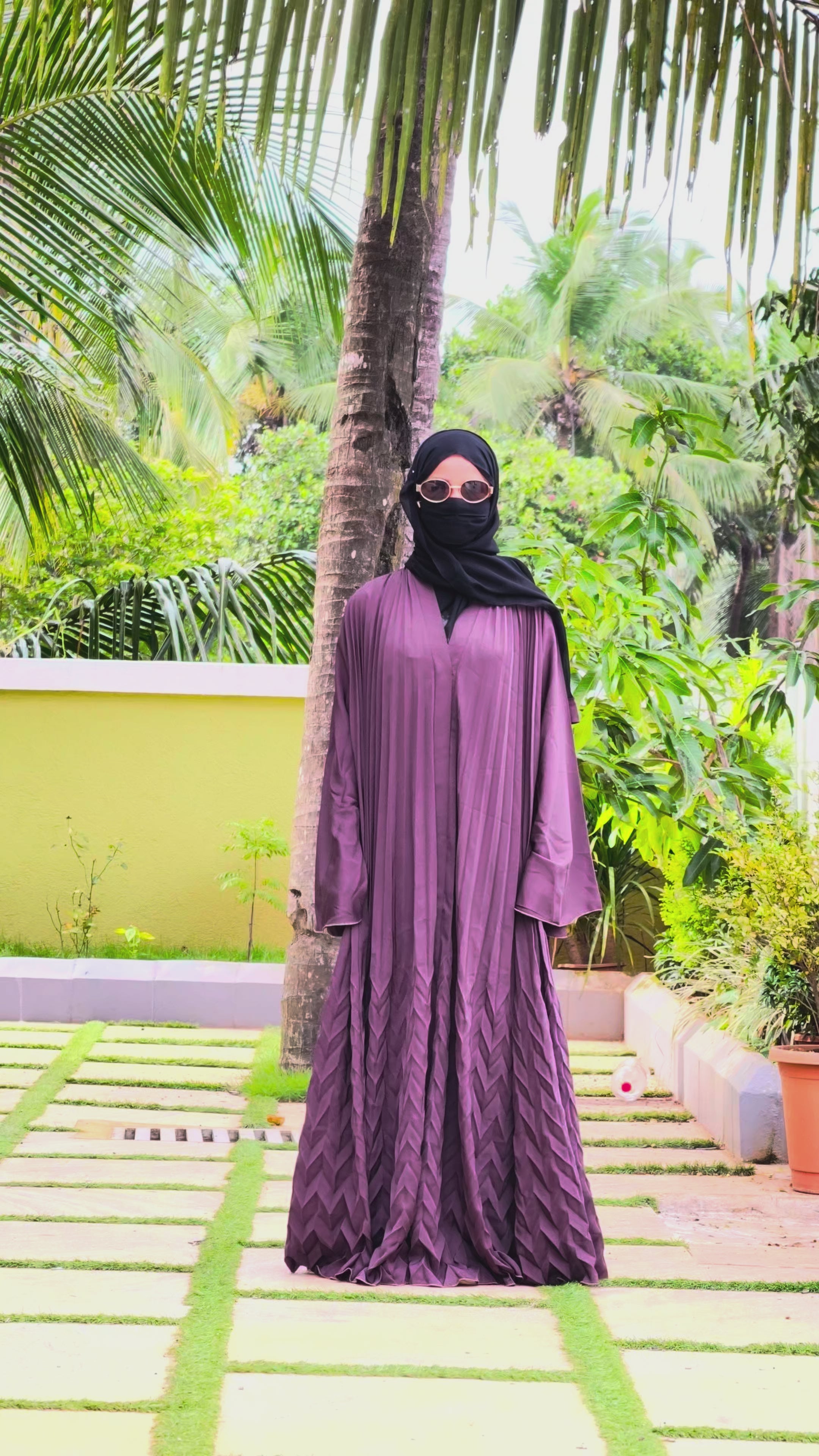 Elegant Lavender Frilled Designer Wear Abaya