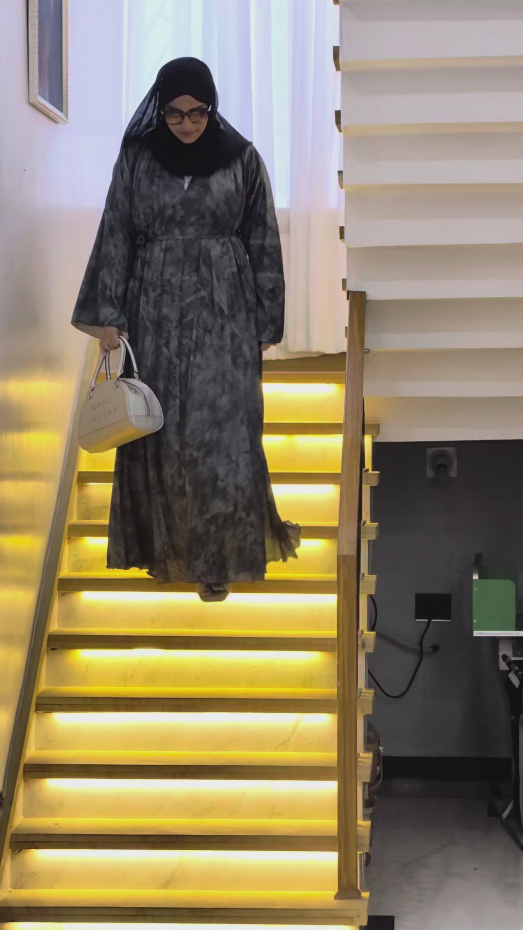 Floral Printed Frill Abaya