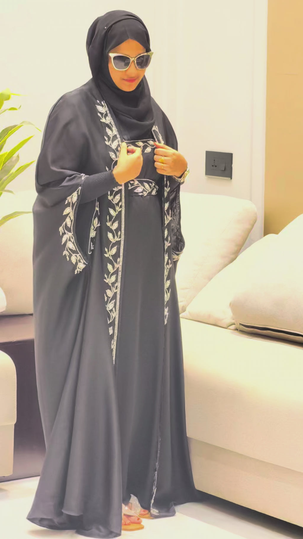 Moroccan Stone Work Designer Bridal Abaya
