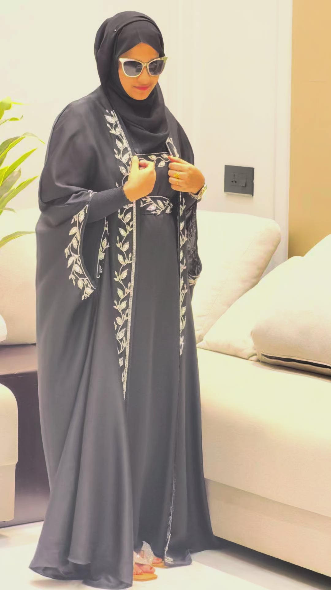 Moroccan Stone Work Designer Bridal Abaya