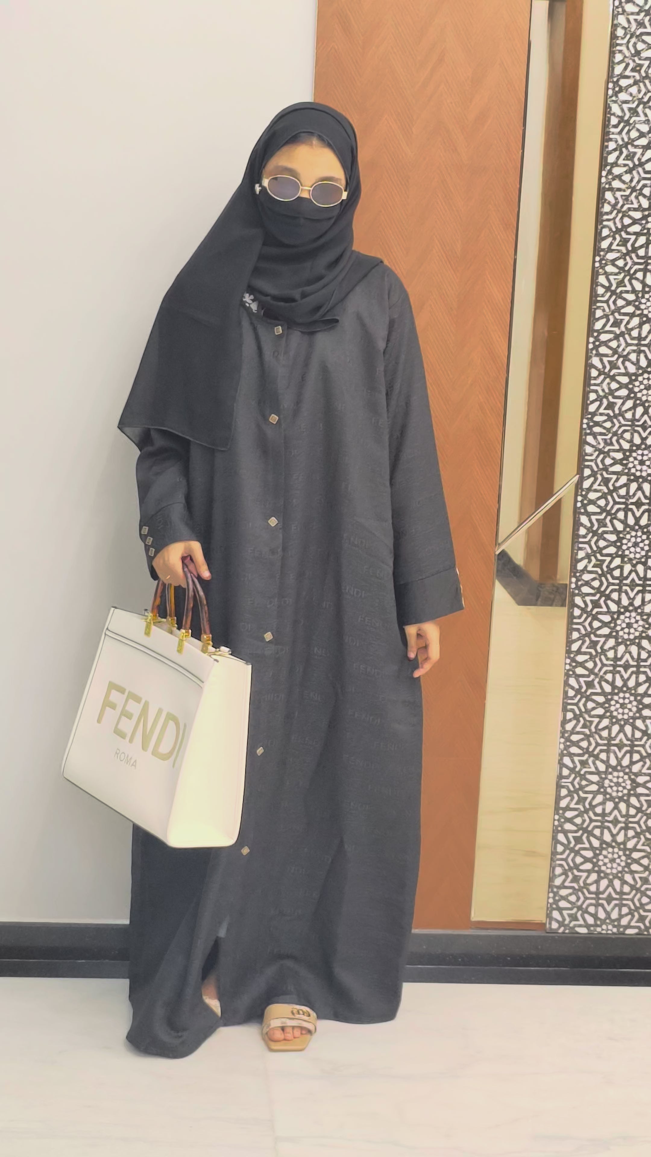 Black FENDI Designer Abaya