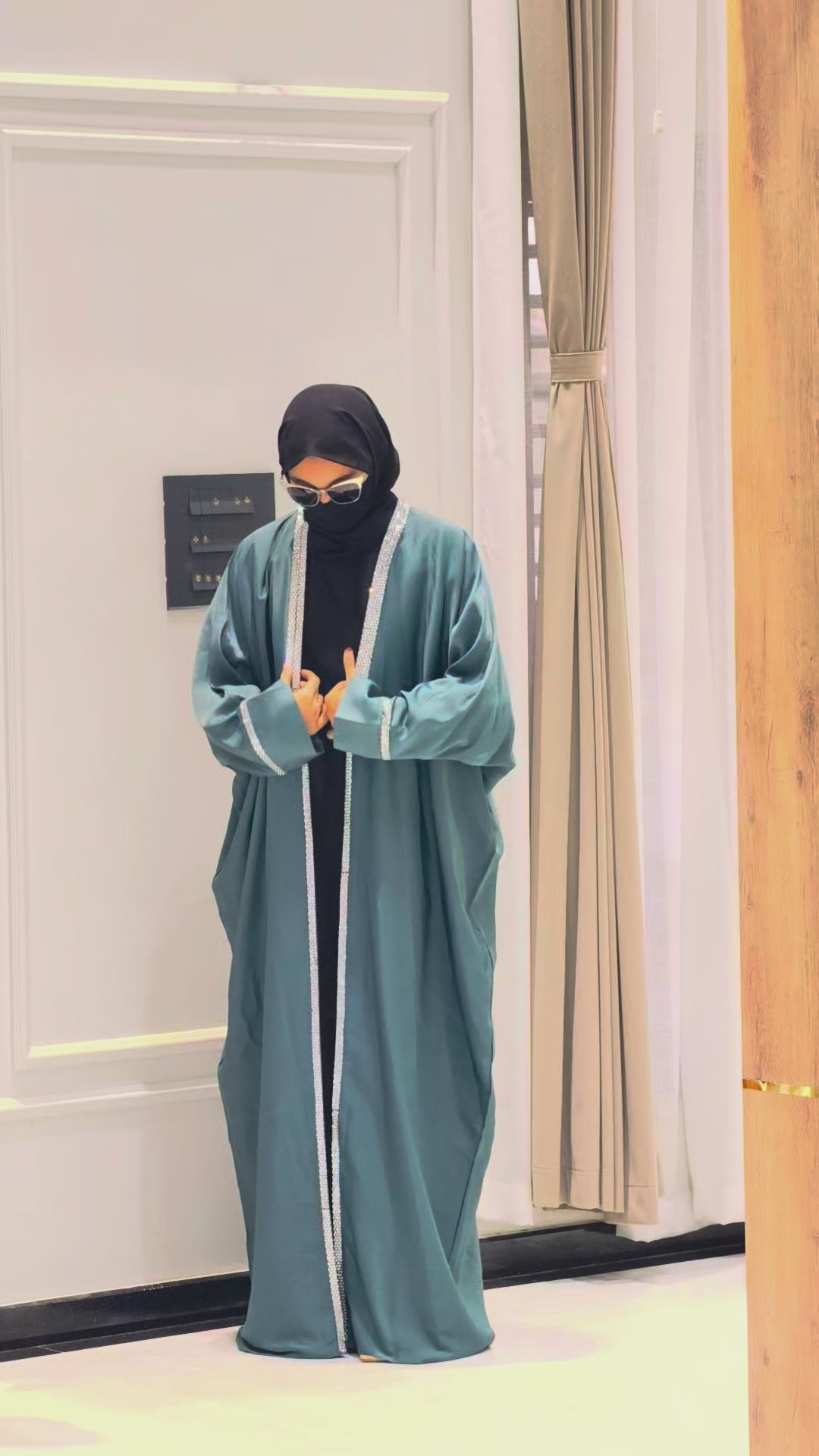 Emerald Green Stone Work Abaya