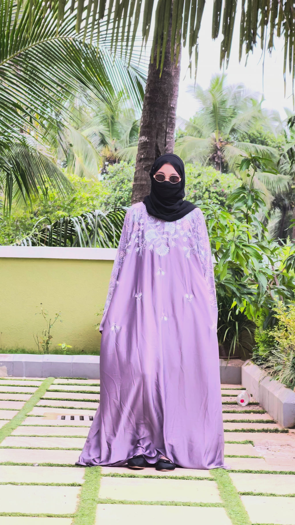 Luxury-inspired Lavender Embroidery Designer Wear Abaya