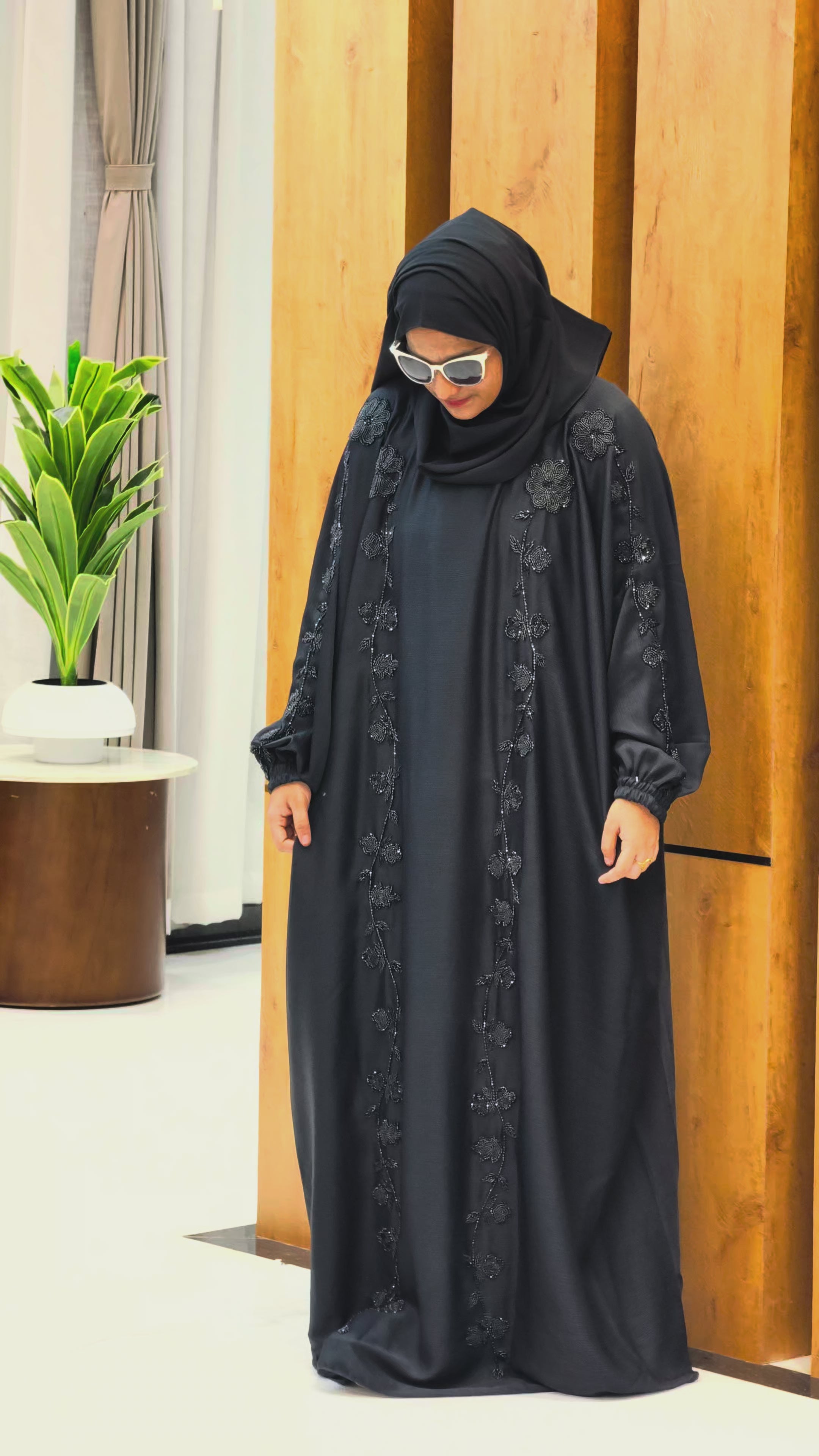 Black Stone Work Abaya – Luxury Embroidery Elegance