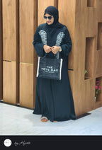 Black Abhaya with White Designer Stone Work