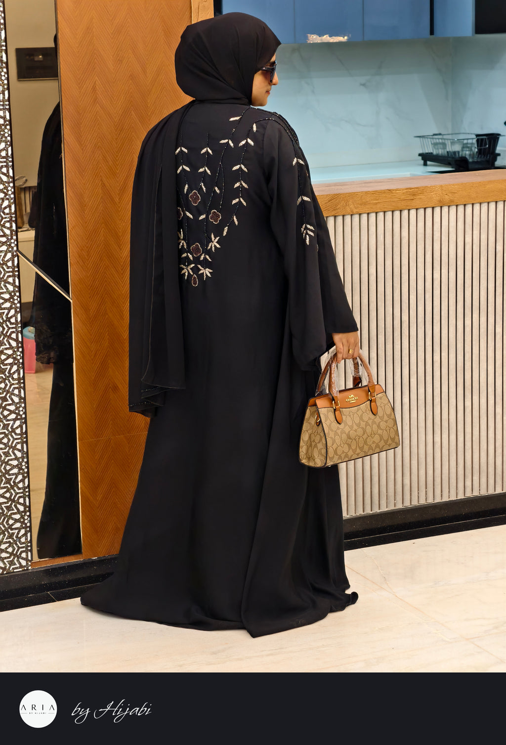 Designer Stone Work Abaya
