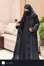 Simple Unique Black Semicircle Design Abaya