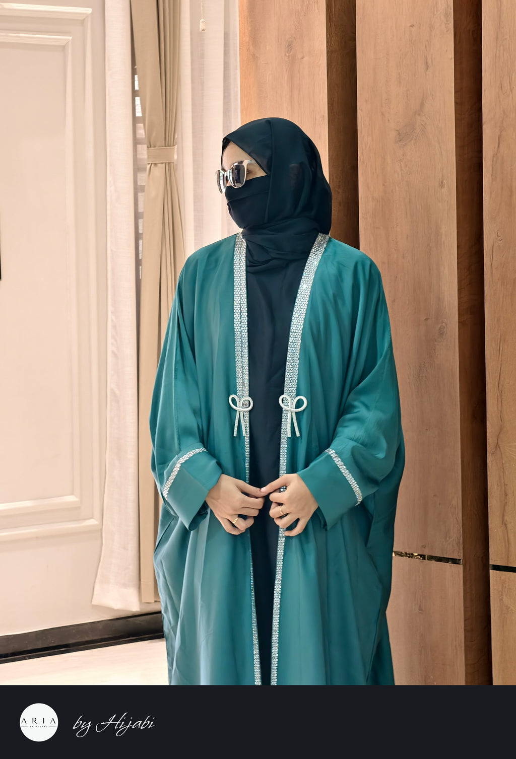 Emerald Green Stone Work Abaya
