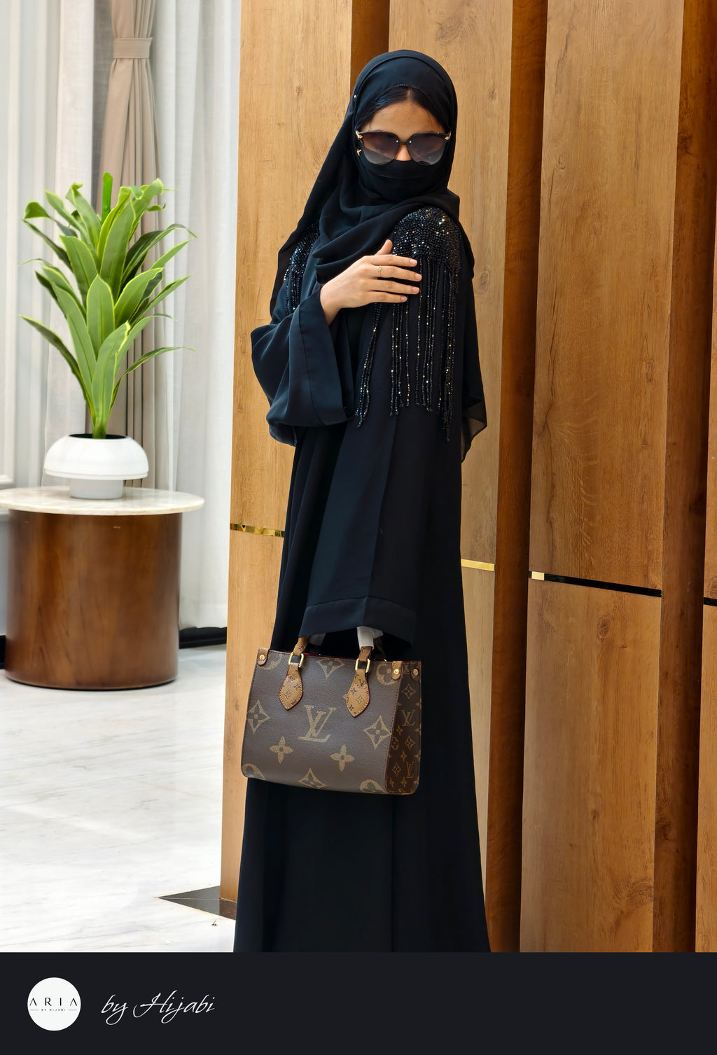 Designer Stone Work Abaya – Luxury Shoulder Pattern Edition