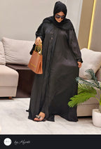Black Self-Printed Designer Abaya
