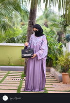 Luxury-inspired Lavender Embroidery Designer Wear Abaya