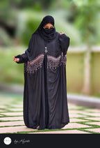 Bridal Maroon Stone Work Premium Abaya