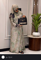 Modern Pista Green Floral Printed Abaya
