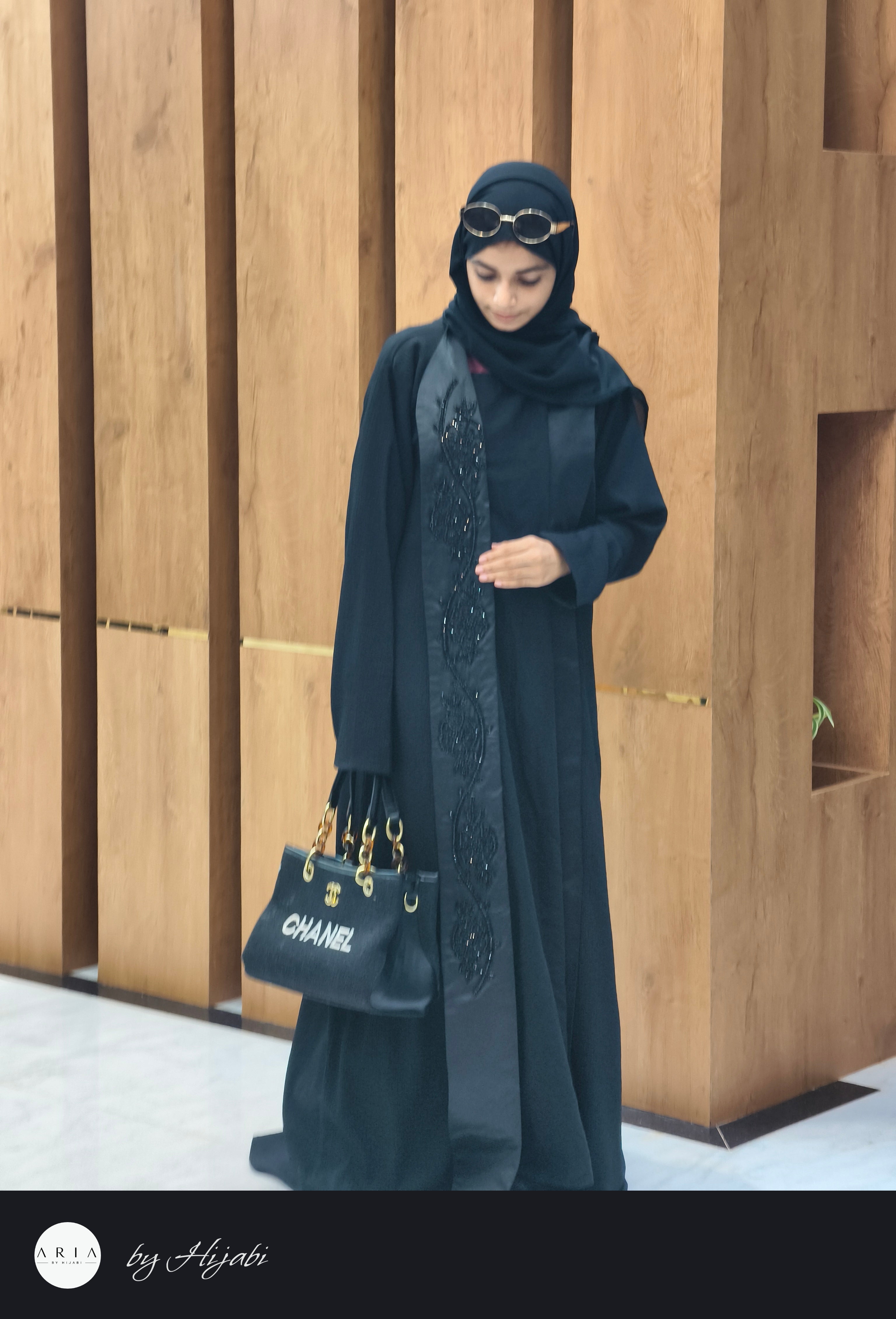 Luxury One Side Lapel Stone Work Abaya
