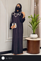 Luxury Velvet Black Stone Work Abaya
