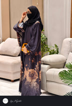Black Floral Printed Abaya – Elegance in Every Detail