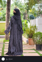 Black Organza Designer Wear Stone Work Embroidery Abaya
