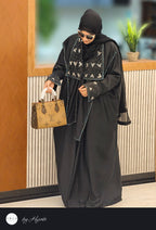 Designer Flap Lapel Stone Work Abaya