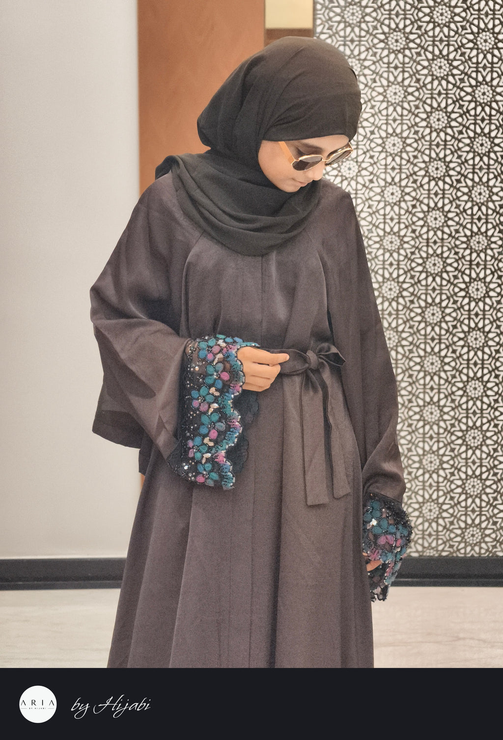 Sleeve Stone Work Umbrella Abaya – Luxury Designer Elegance