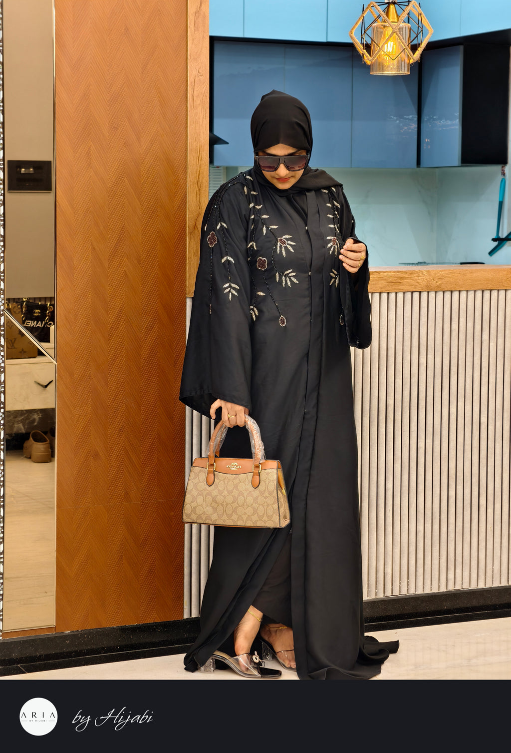 Designer Stone Work Abaya