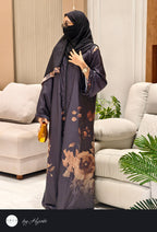 Black Floral Printed Abaya – Elegance in Every Detail