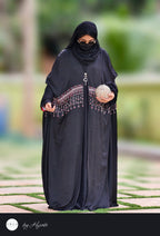 Bridal Maroon Stone Work Premium Abaya