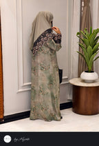 Modern Pista Green Floral Printed Abaya