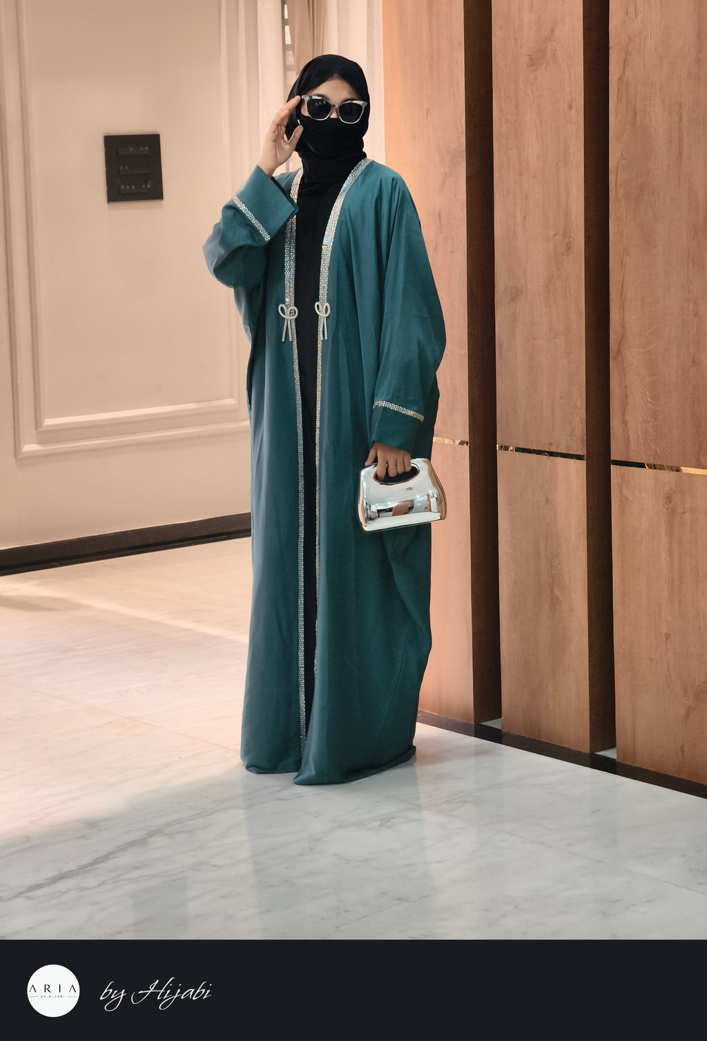 Emerald Green Stone Work Abaya