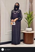 Luxury Velvet Black Stone Work Abaya