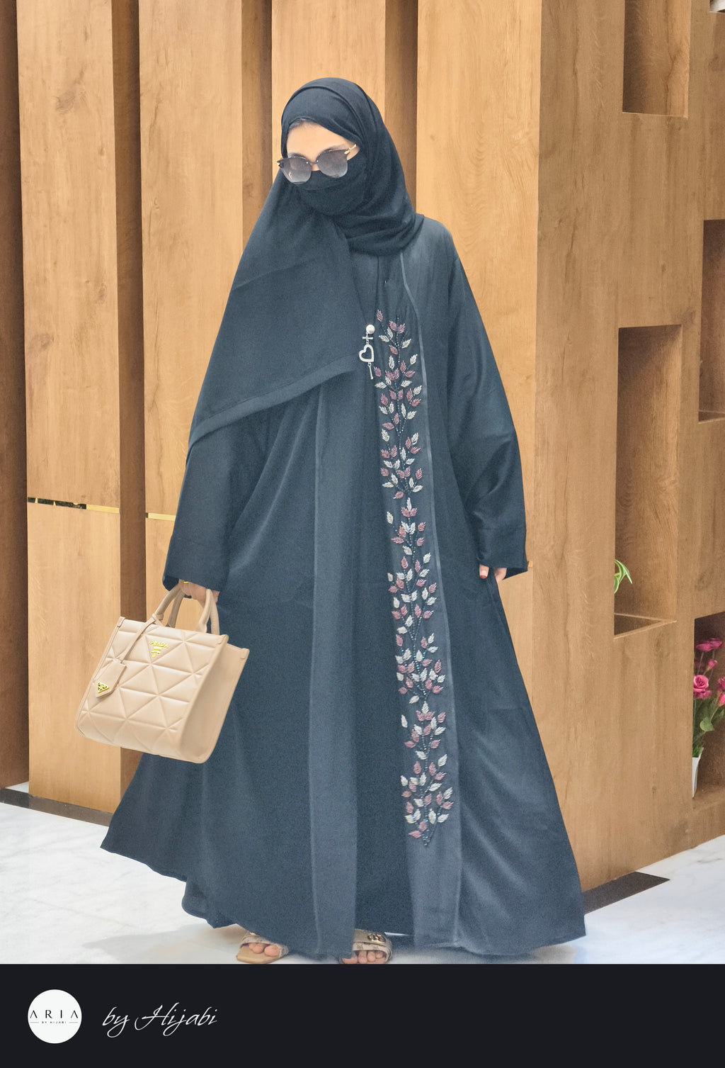One Side Lapel Stone Work Abaya
