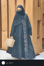 One Side Lapel Stone Work Abaya