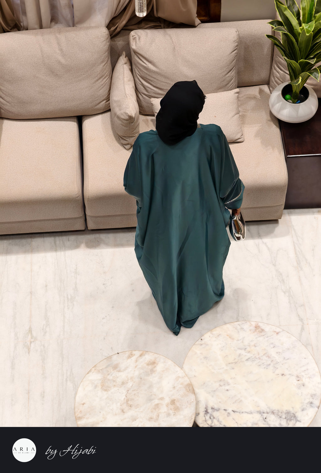 Emerald Green Stone Work Abaya