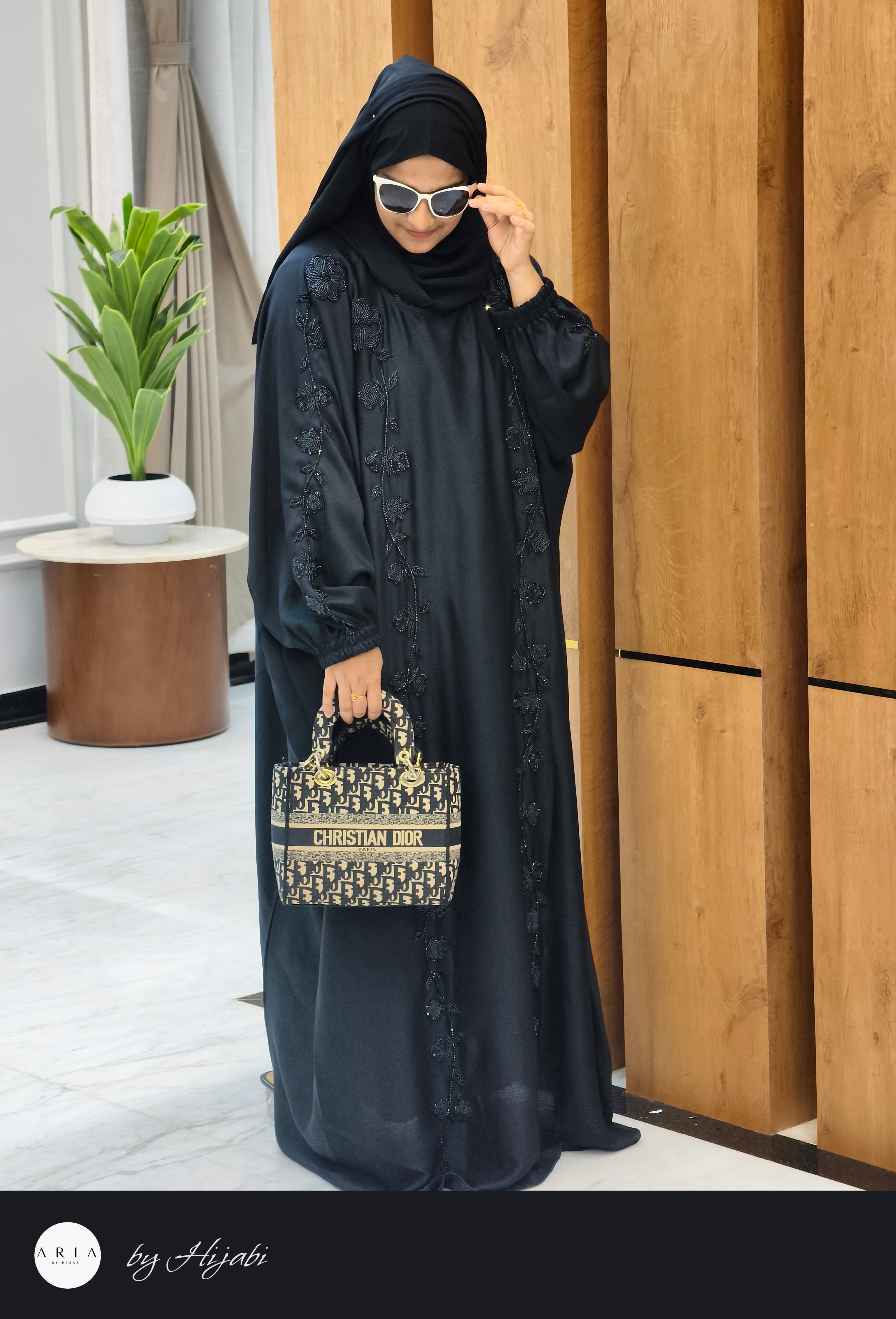 Black Stone Work Abaya – Luxury Embroidery Elegance