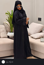 Black Designer Wear Stone Work Embroidery Abaya