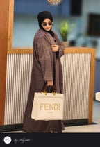 Coffee Brown Designer Stone Work Abaya