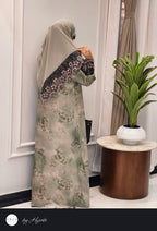 Modern Pista Green Floral Printed Abaya