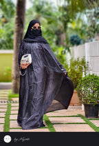 Black Organza Designer Wear Stone Work Embroidery Abaya