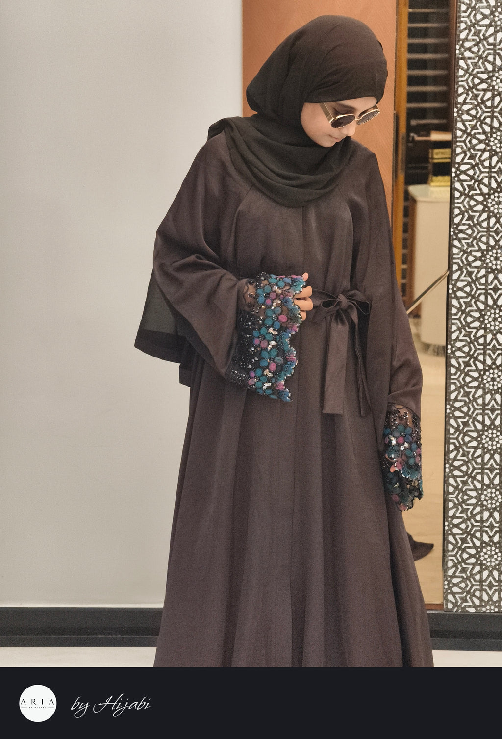 Sleeve Stone Work Umbrella Abaya – Luxury Designer Elegance
