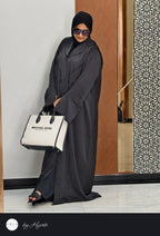 Round Lapel Stonework Abaya – Luxury in Every Detail