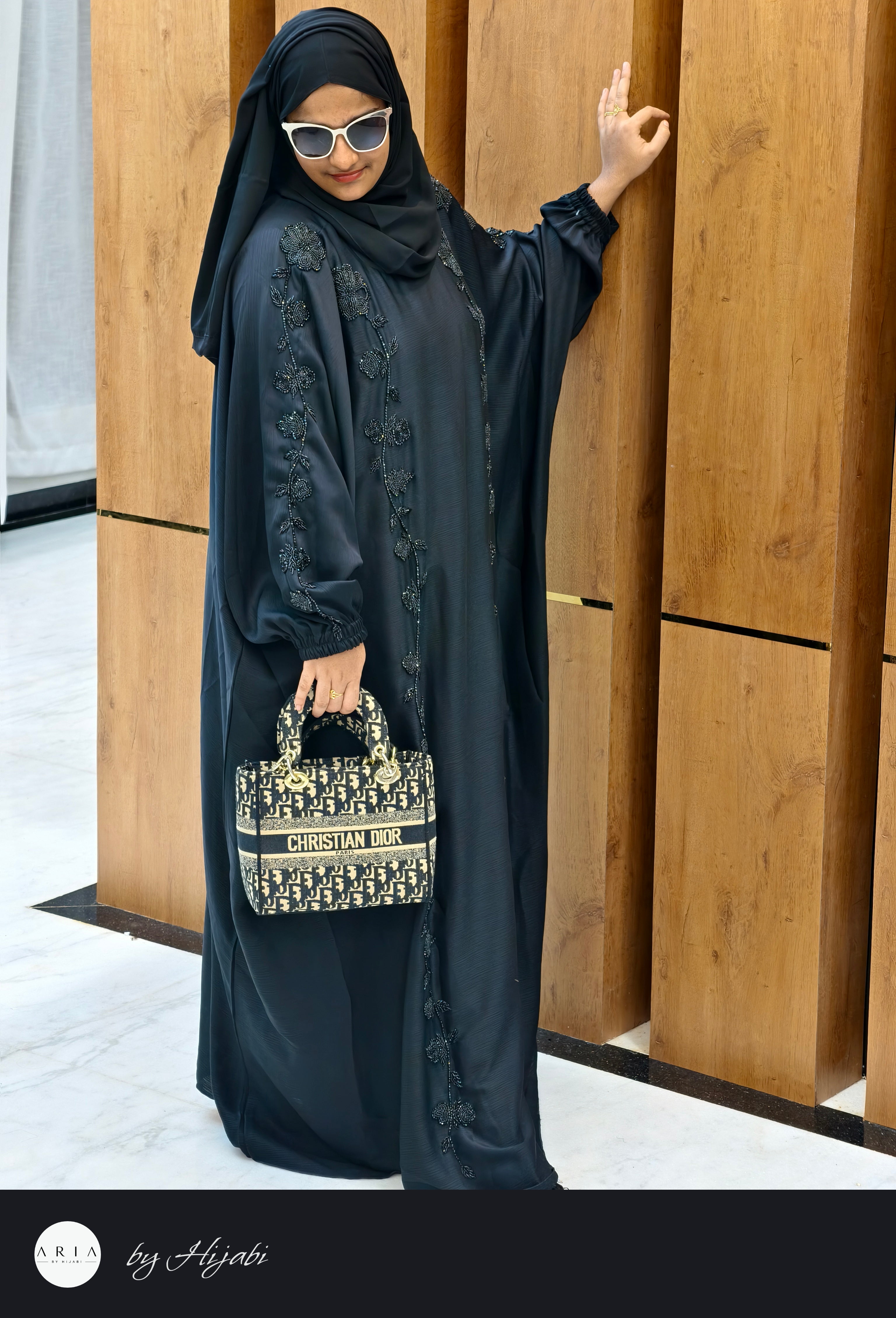 Black Stone Work Abaya – Luxury Embroidery Elegance
