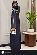 Luxury Velvet Black Stone Work Abaya