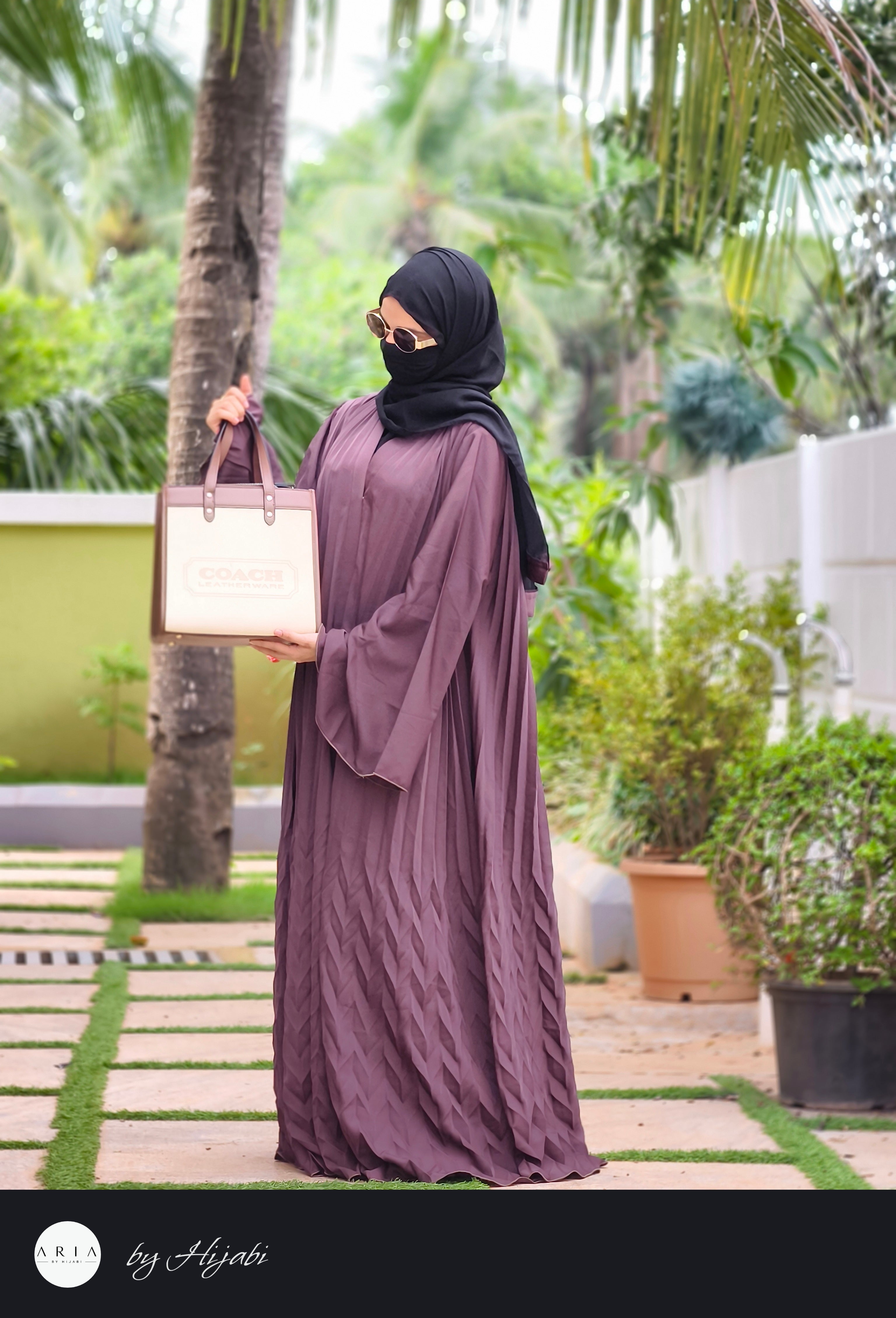 Elegant Lavender Frilled Designer Wear Abaya