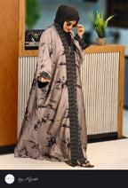 Designer Self-Printed Long Lapel Stone Work Abaya