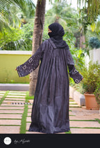 Black Organza Designer Wear Stone Work Embroidery Abaya